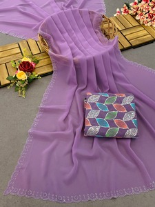 Ấn Độ nặng mịn georgette Saree với tay khối in dịp đặc biệt sử dụng Ấn Độ nhà sản xuất Ấn Độ Pakistan quần áo - Product Image 4