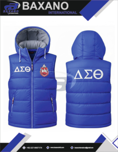 Gilet matelassé Delta Sigma Theta Sorority avec broderie personnalisée de lettres grecques, bleu royal, à capuche, tricoté, imperméable et coupe-vent pour homme - Product Image 4
