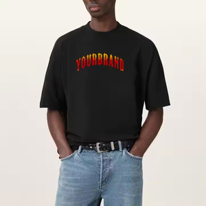Camiseta personalizada 2025 100% algodón para hombre, ajuste holgado, negro sólido, cómoda con logotipo personalizado con estampado 3D, diseño de talla grande - Product Image 4