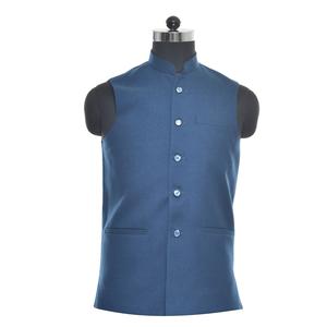 Chaleco de Diseñador Azul Pavo Real de Primera Calidad para Fiestas, Reuniones de Negocios y Eventos Étnicos Disponible al Mejor Precio - Product Image 1