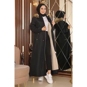 Longue veste trench décontractée à fermeture éclair et lacets, col rond, manches longues, fermeture éclair intégrale - Product Image 3