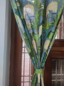 Elegante diseño personalizado Pavo Real gris Floral impreso algodón varilla bolsillo cortinas hermosa ventana Decoración Luz completa sombreado para - Product Image 6