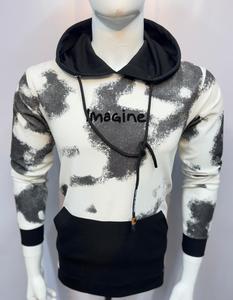 เสื้อฮู้ดผู้ชายพิมพ์ลายนามธรรมเสื้อสเวตเชิ้ตผ้าฝ้าย100% เสื้อกันหนาวแฟชั่นขาวดำมีกระเป๋าจิงโจ้ฤดูหนาว - Product Image 3