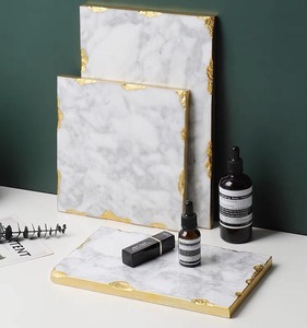 High on Demand Elegant Handcrafted Durable Marble Inlay Dinnerware Coaster <b>Set</b> for Protecting Tables - Product Image 4