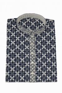 Nouveau chaud élégant coton imprimé velours hommes moderne ethnique Festival porter sans rides conception en relief fête mariage Collection - Product Image 5