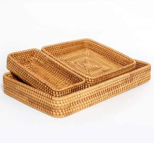 La mejor bandeja de servicio de ratán indio, bandeja redonda personalizada de madera Natural para el hogar, hoteles y restaurantes, uso personalizado, forma de tamaño - Product Image 2