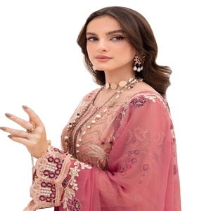 Ramsha Vol-Trajes indios de lujo de 3 piezas para mujer, vestido maxi de gasa con estilo, ropa de fiesta de estilo indio Salwar Kameez - Product Image 1