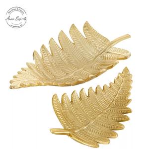 Plateau de service à la feuille d'or Plateau orné 3D de ton or pour un divertissement élégant - Product Image 2