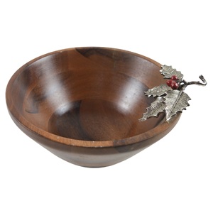 Bol en bois avec poignée en feuille pour servir de la salade et des aliments Design personnalisé fait à la main dans un nouveau pour les ustensiles de cuisine - Product Image 1