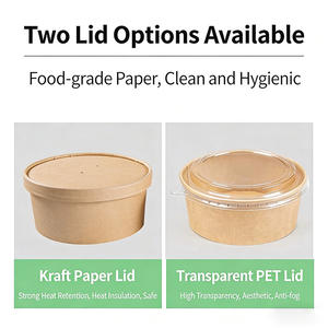 Bol en papier kraft rond à double paroi imprimé sur mesure <span class=keywords><strong>avec</strong></span> couvercle, résistant à l'eau et compatible micro-ondes, pour salades et plats à emporter - Product Image 5