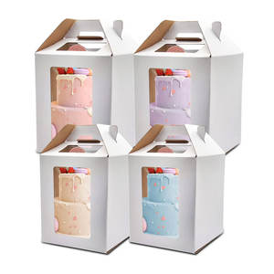 Cartón reciclable elevado plegable portátil pastel de cumpleaños galletas pastelería embalaje Ventana de cartón cajas duraderas para hornear seguras - Product Image 1