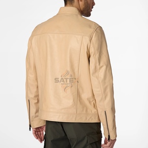 Premium Genuine Leather Jacket Men <b>Stand</b> Collar Casual Motorcycle <b>Coat</b> Customized Wholesale Outerwear - Product Image 3
