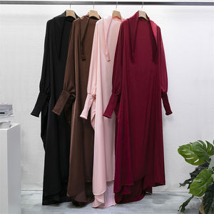 Musulmán Abaya Vestido de oración de una pieza con capucha Manga ahumada Mujeres Jilbab Ropa islámica Dubai Arabia Saudita Túnica negra - Product Image 2