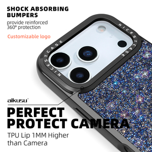 Aikusu Electric Blue Dreamy Gothic Metal Rock Punk-Style Plating Magnetic Phone Case para <span class=keywords><strong>IPhone</strong></span> 17 16 15 14 <span class=keywords><strong>13</strong></span> 12 Air Pro Max - Product Image 3