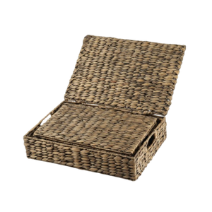 Vente en gros de 2 boîtes de rangement décoratives en jacinthe d'eau avec couvercles boîtes de rangement rustiques pour la décoration intérieure du Vietnam - Product Image 4