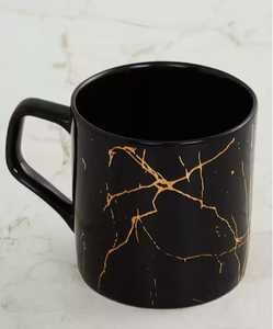 Taza de café moderna de cerámica de mármol negro | Taza de té con acento dorado de 350ml para oficina, hogar y uso promocional | Perfecta para regalar - Product Image 1