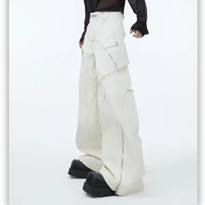 Deconstruction PU Leather Pants Contrasting Splicing Loose Straight <b>Leg</b> 2024 Patchwork Casual Male Trousers 24F9999 - Product Image 2