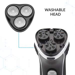 Afeitadora Eléctrica Rotativa Inalámbrica Recargable para Hombre, IPX7, USB, Tres Cabezales, Recortadora Alemánica para Cara y Cuerpo, Lavable, Repuesto - Product Image 3