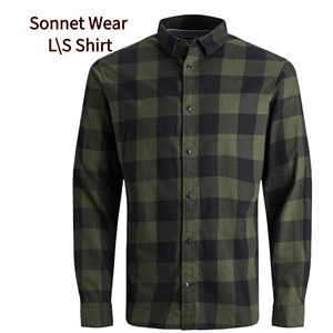 Nueva moda Chack Camisa informal Camisas de cuello alto Camisas de manga larga a cuadros para hombres - Product Image 1