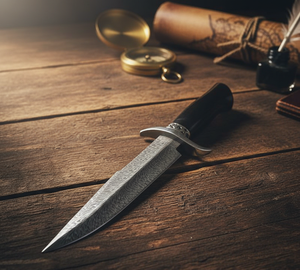 Cuchillo de Supervivencia Artesanal de Acero de Damasco, Hoja Fija Resistente a la Corrosión, Patrón de Pluma, Mango de Madera, Punta de Gota de Grado Industrial - Product Image 2