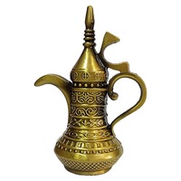 Cafetera Dallah de latón hecha a mano de alta calidad con acabado pulido grabado para vajilla cafetera de Oriente Medio