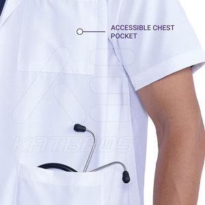 Factory Direct Sale High Quality Lightweight 100% Cotton Unisex Customizable Scrub Lab <b>Coat</b> Hospital Uniforms - Product Image 5