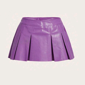 Peau de mouton véritable Nouvelle mode Femmes Printemps Automne Taille haute Motif solide Jupe en cuir Taille haute Mini jupes serrées en cuir - Product Image 2