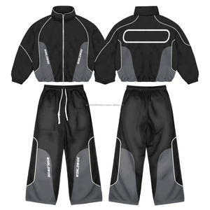 Conjunto de 2 Piezas de Chándal Cortavientos Holgado Personalizado para Mujer, Chándal Ligero de Nailon Liso de Talla Grande para Hombre - Product Image 4