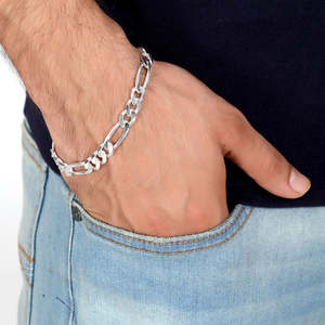 สร้อยข้อมือเงินแท้ 92.5 รุ่นฟิกาโร่ ยี่ห้อคลาร่า ขนาด 8.5 นิ้ว น้ำหนัก 20 กรัม ป้องกันการหมอง สร้อยแบบโซ่และแบบเชื่อมต่อ เหมาะเป็นของขวัญสำหรับผู้ชายและเด็กผู้ชาย - Product Image 4