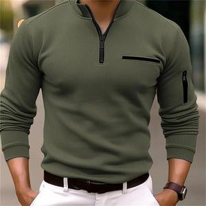 100% algodón cómodo de manga larga antiarrugas para hombre para Polo personalizado sólido estampado transpirable perfecto personalizado camiseta personalizada - Product Image 3
