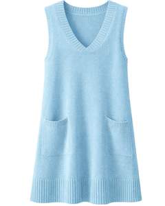 Light Blue <b>Womens</b> Knitted Sleeveless <b>Sweater</b> <b>Vest</b> V Neck Soft Acrylic Winter Layering Casual Custom Manufacturer OEM WholesaleEx - Product Image 1