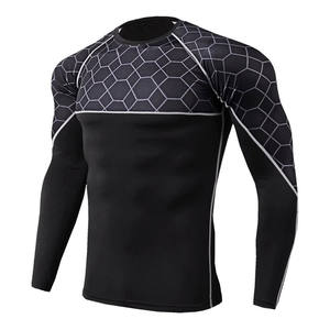 Crew Fitness Hommes Manches Longues Rash Guard Dernier Style Formel BJJ Jiu Jitsu Compression Chemise Tissu Tricoté - Product Image 1