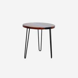 Table à manger en bois de résine faite à la main avec incrustation personnalisée, pieds en métal durable et finition brillante pour un salon élégant - Product Image 4