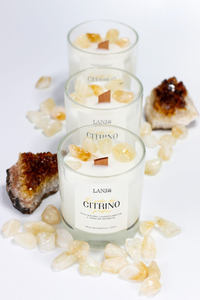 Bougie artisanale LANJO en pierre naturelle infusée de cristaux, sans flamme, en verre gaufré avec pierres précieuses, en cire de soja parfumée, pour Thanksgiving - Product Image 5