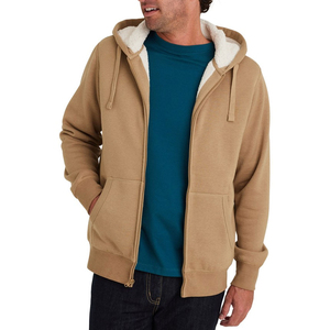 Sweat à capuche pour homme en molleton sherpa à fermeture éclair, 100% coton, personnalisé, à séchage rapide, prix fabricant, hiver, broderie unie, teinture unie - Product Image 4
