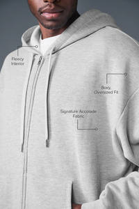 Top Selling Custom Logo Oversized Athletic <b>Grey</b> Full Zip Up Unisex Hoodie Heavyweigth French Terry Cotton Blended <b>Men's</b> Hoodie - Product Image 3