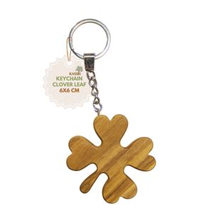 Porte-clés trèfle à quatre feuilles en bois d'olivier fait main 6 cm, porte-bonheur, cadeau en bois, vente en gros de Bethléem - Product Image 1