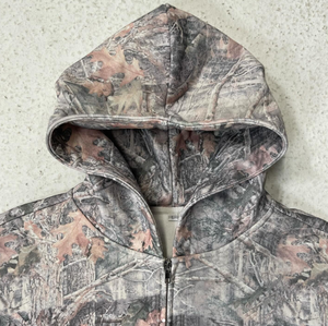 Sudadera con capucha con cremallera de camuflaje de algodón pesado Premium personalizada al por mayor disponible en línea con método de impresión Tie-Dye - Product Image 5