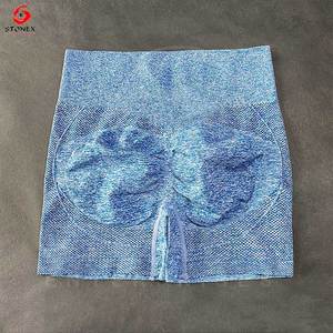 Nueva moda de alta calidad, venta al por mayor, pantalones cortos de Yoga elásticos, pantalones de cintura alta para levantar la cadera, pantalones cortos acanalados sin costuras, pantalones cortos de Fitness para mujer - Product Image 2