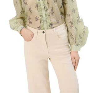 กางเกงยีนส์เดนิมสีเบจเอวกลางทรงขากว้างสำหรับผู้หญิง ทรงตรง ผ้าฝ้าย ใส่สบาย กันน้ำ ระบายอากาศ เป็นมิตรกับสิ่งแวดล้อม ความยาวเต็มตัว - Product Image 4