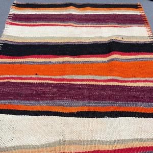 2.8x12.2 ft Vintage Rug, Turkish <b>Runner</b> Rug, <b>Red</b> Animal Print Wool Rug - Product Image 3