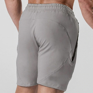 Pantalones cortos de tela de lona sólida OEM de alta calidad para hombre, pantalones cortos de playa para correr en el gimnasio con logotipo personalizado, posición frontal, transpirables, de secado rápido - Product Image 2