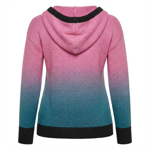 เสื้อฮู้ดผู้หญิง ผ้าถักคุณภาพดี ดีไซน์ทันสมัย ตัดเย็บแบบตัดต่อสี พร้อมโลโก้พิมพ์ ราคาขายส่ง - Product Image 2