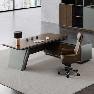 Bureau de direction moderne et durable, ergonomique, en bois, mobile, avec alimentation électrique, design dernier cri, pour manager, à assembler, écologique, résistant à l'eau - Product Image 3