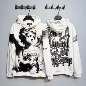 Sudadera con Capucha Informal de Alta Calidad, 100% Algodón, Tejida, Estampada, Cortavientos, Ecológica, de Corte Holgado para Invierno - Product Image 4