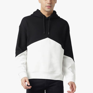 Sudadera con Capucha Extra Grande para Hombre MOVETEXTILE Basics, Color de Moda, Estilo Urbano Minimalista en Contraste Blanco y Negro - Product Image 3