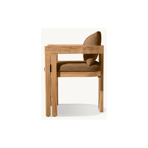 Silla de comedor de teca sólida moderna para el hogar y el hotel, acabado de color natural con tela impermeable para jardín, dormitorio, sala de estar - Product Image 5