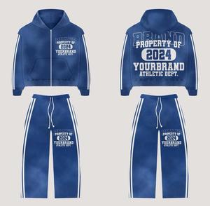 Ropa de calle personalizada Boxy recortada con capucha y pantalones de chándal acampanados conjunto de ropa de calle Unisex para chándal de diamantes de imitación de invierno - Product Image 3