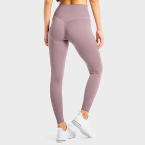 Leggings de yoga pour femmes personnalisés de haute qualité avec motif uni, taille mi-haute, séchage rapide, respirants, tissu extensible, couleurs personnalisées - Product Image 5