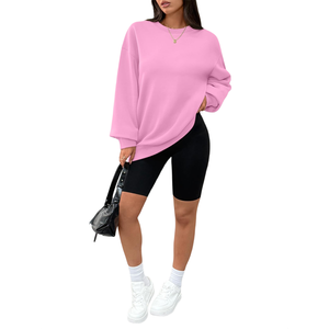Nouveau design, sweat-shirts pour femmes en hiver, uni, ample, pull-over surdimensionné, sweat-shirt à col rond pour femmes, sweat-shirts pour femmes - Product Image 5